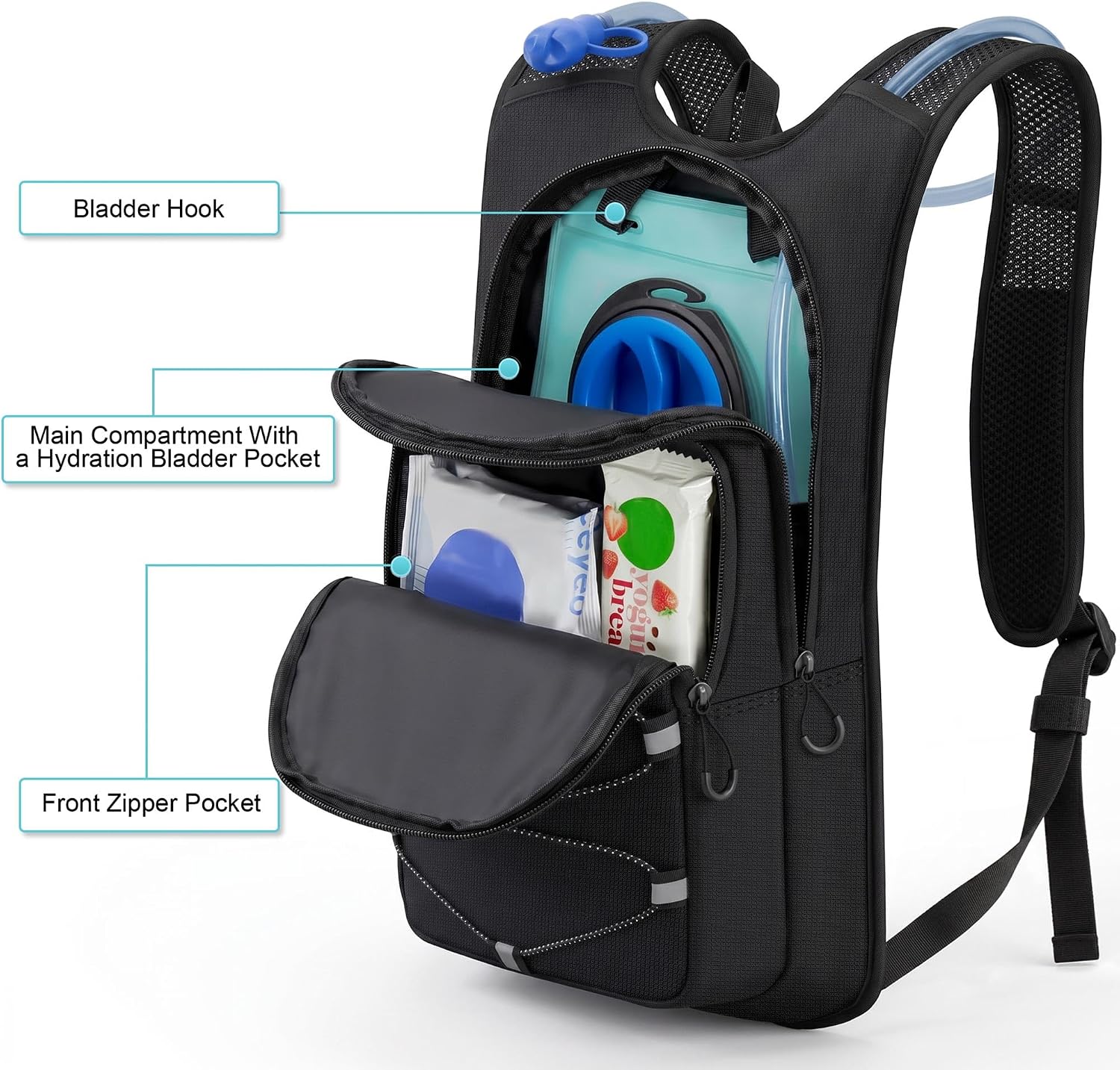MIYCOO Hydration Backpack - Lightweight Hiking Water Backpack with 2L Water Bladder, Running Hydration Vest Backpack for Men Women, Hydration Pack for Hiking, Cycling, Climbing - Image 2