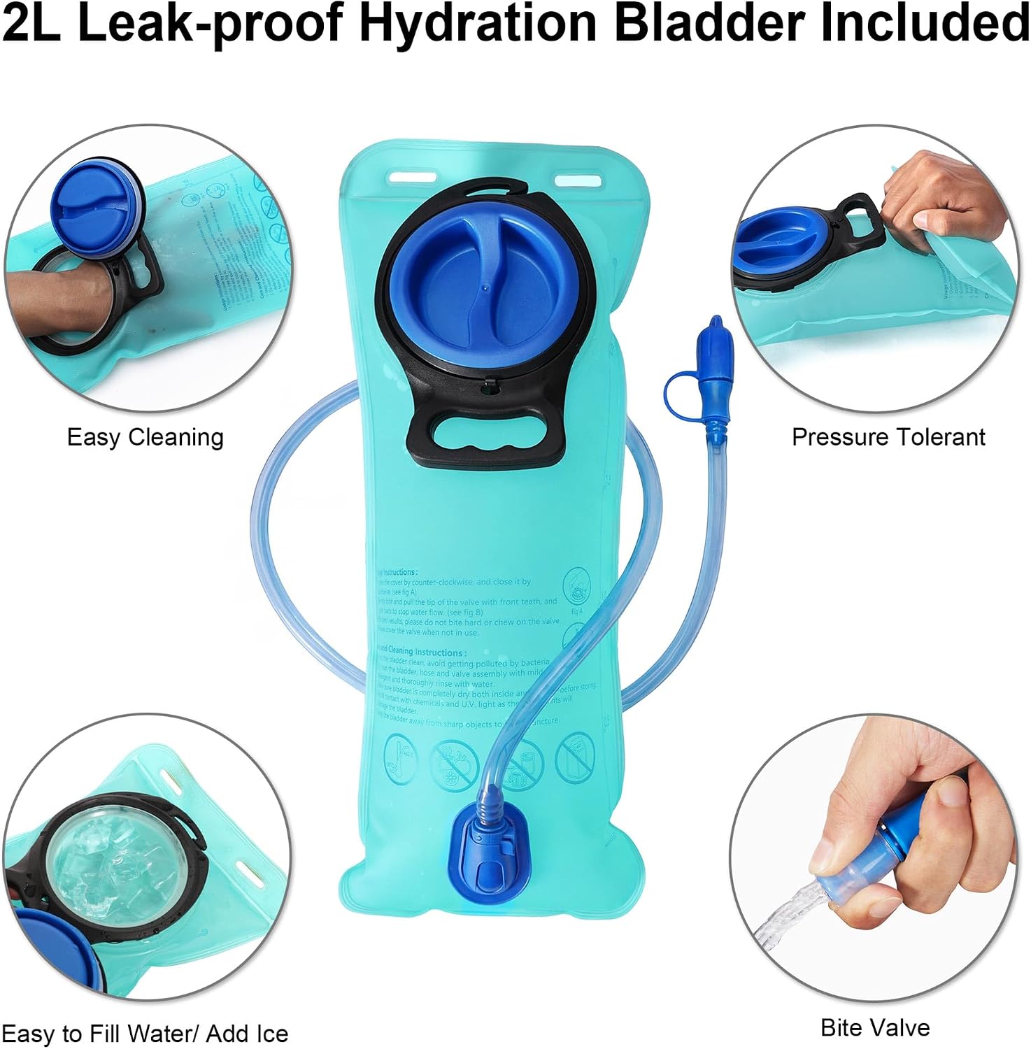 MIYCOO Hydration Backpack - Lightweight Hiking Water Backpack with 2L Water Bladder, Running Hydration Vest Backpack for Men Women, Hydration Pack for Hiking, Cycling, Climbing - Image 3