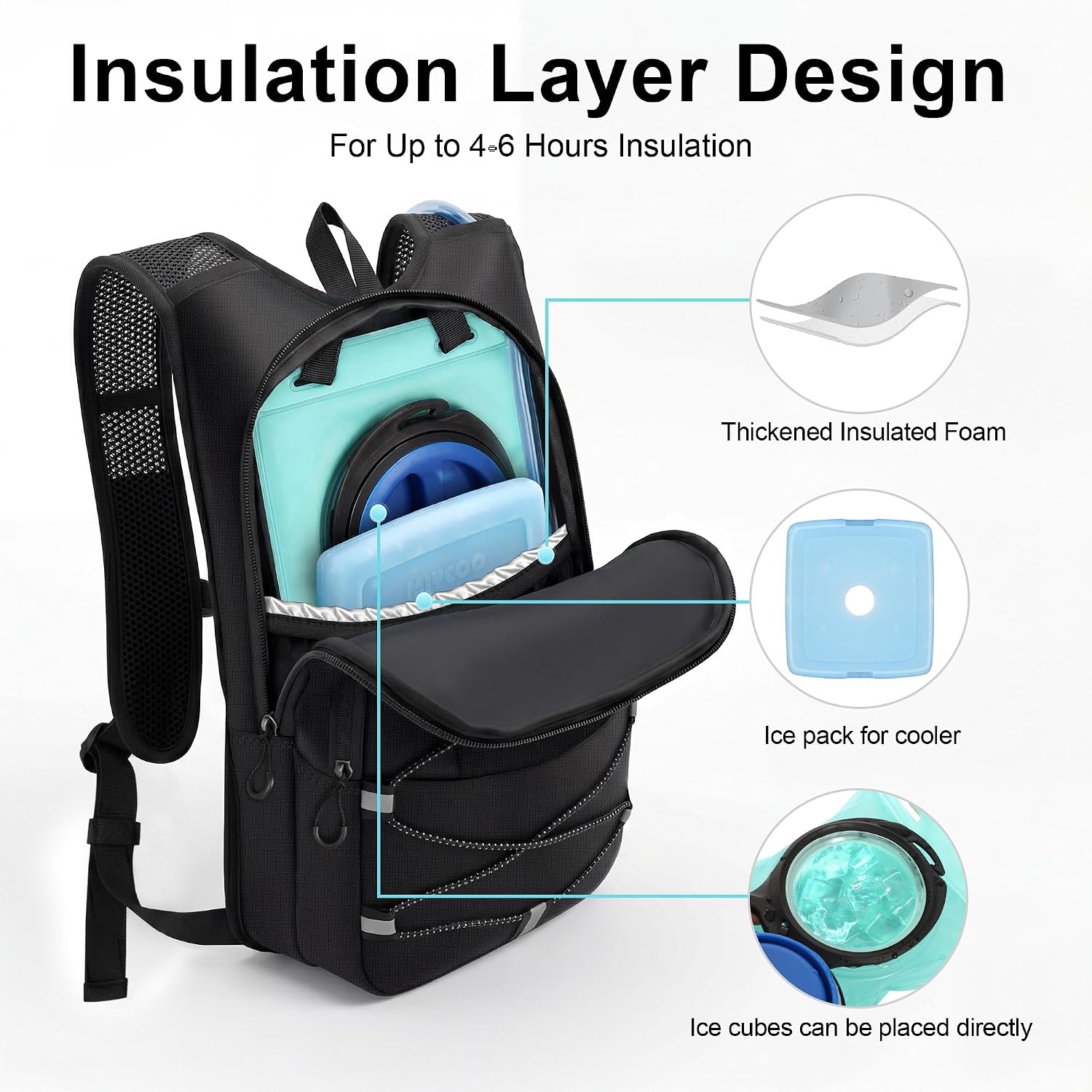 MIYCOO Hydration Backpack - Lightweight Hiking Water Backpack with 2L Water Bladder, Running Hydration Vest Backpack for Men Women, Hydration Pack for Hiking, Cycling, Climbing - Image 4
