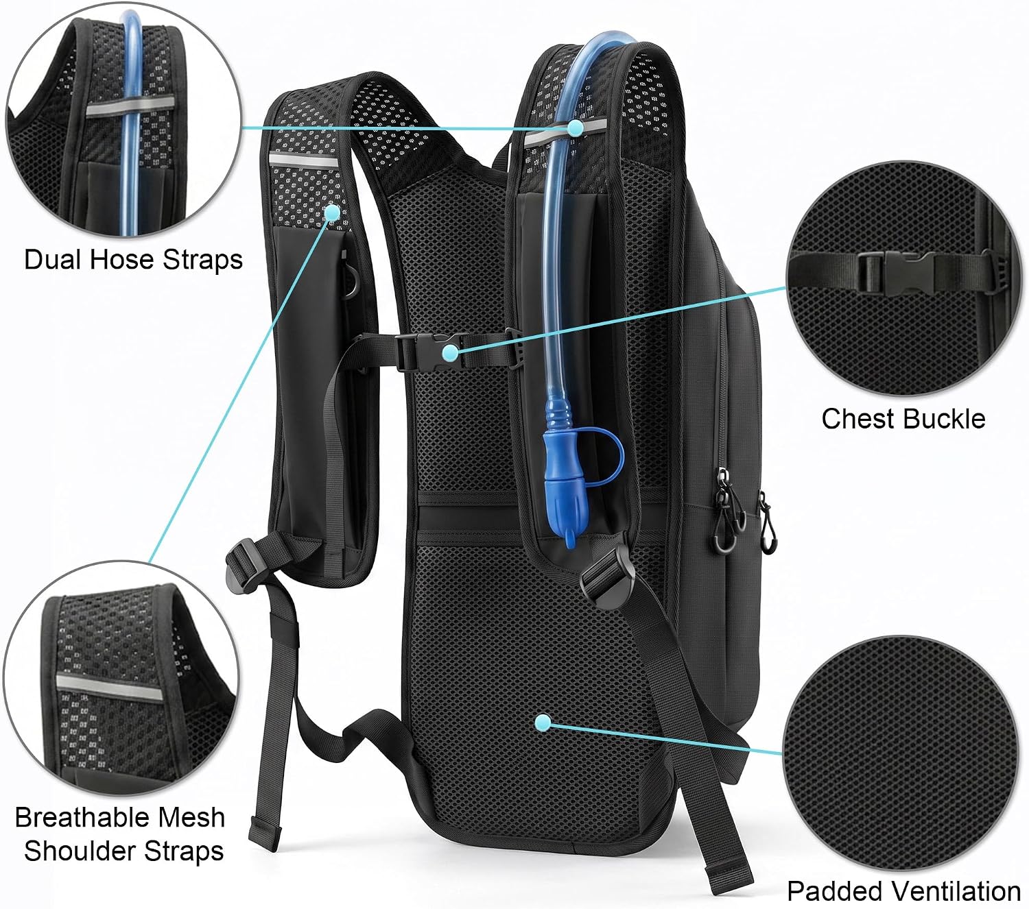 MIYCOO Hydration Backpack - Lightweight Hiking Water Backpack with 2L Water Bladder, Running Hydration Vest Backpack for Men Women, Hydration Pack for Hiking, Cycling, Climbing - Image 5