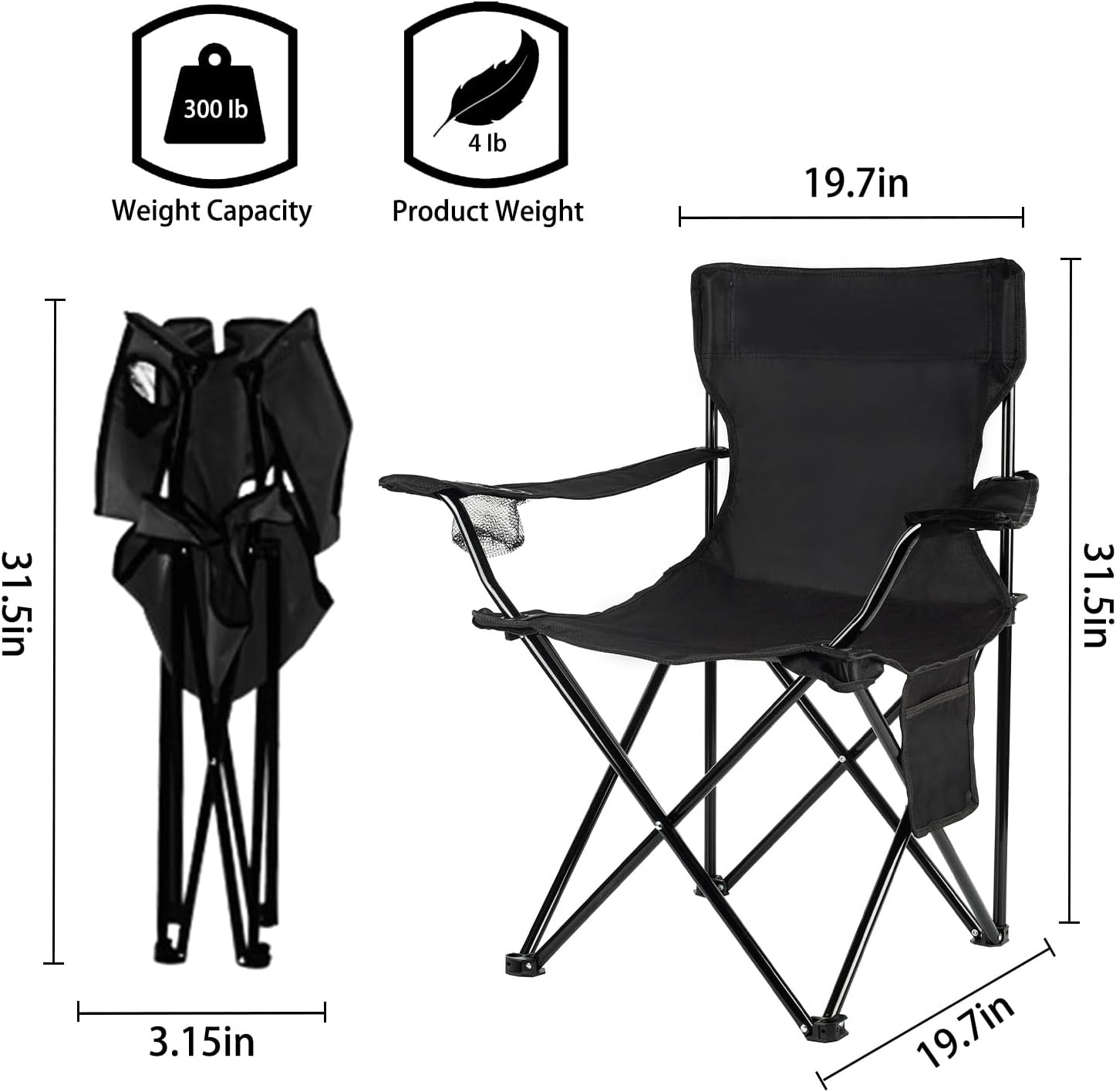 Damei century Folding Camping Chairs, for Beach, Lawn, Yard - Image 3
