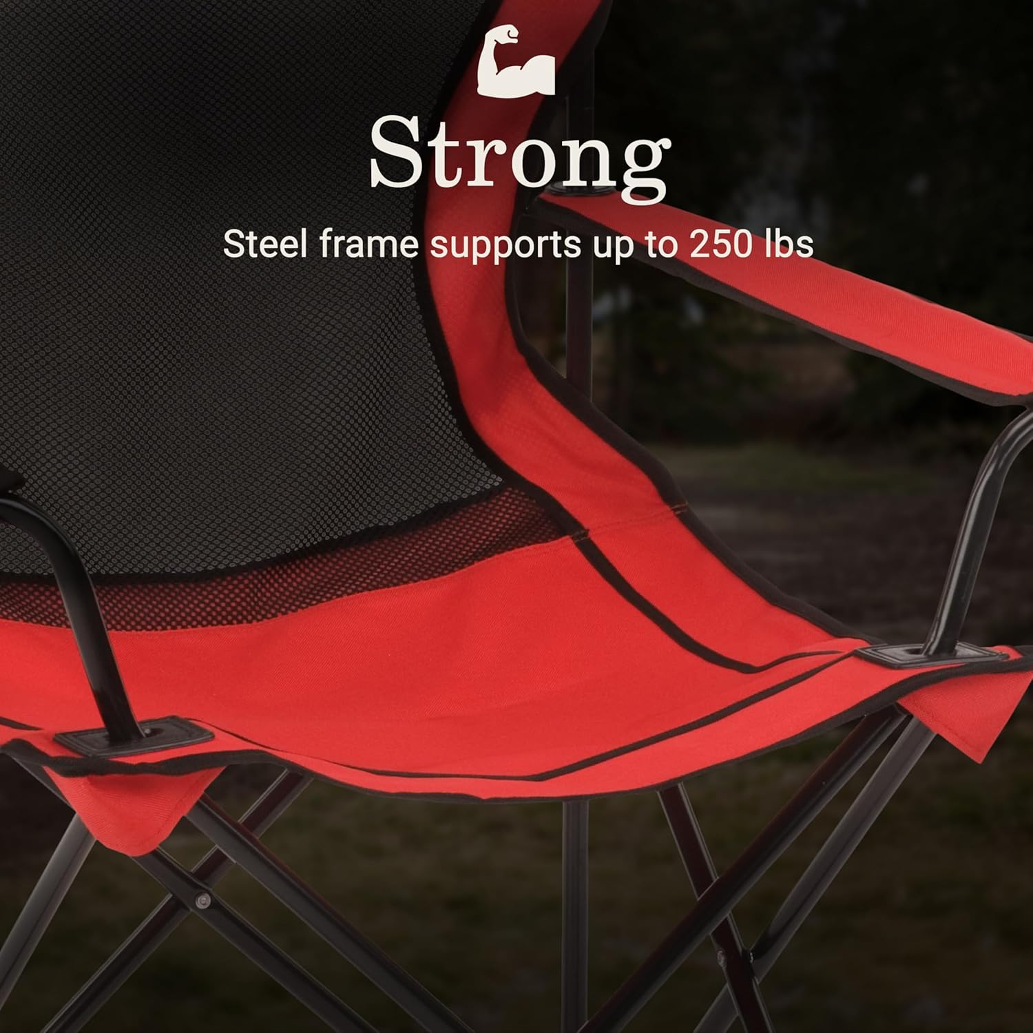 Coleman Broadband Mesh Quad Camping Chair with Carry Bag & Cup Holder, Cooling Mesh Back with Adjustable Arms, Great for Camping, Tailgating, Firepits, Patio, & More - Image 2